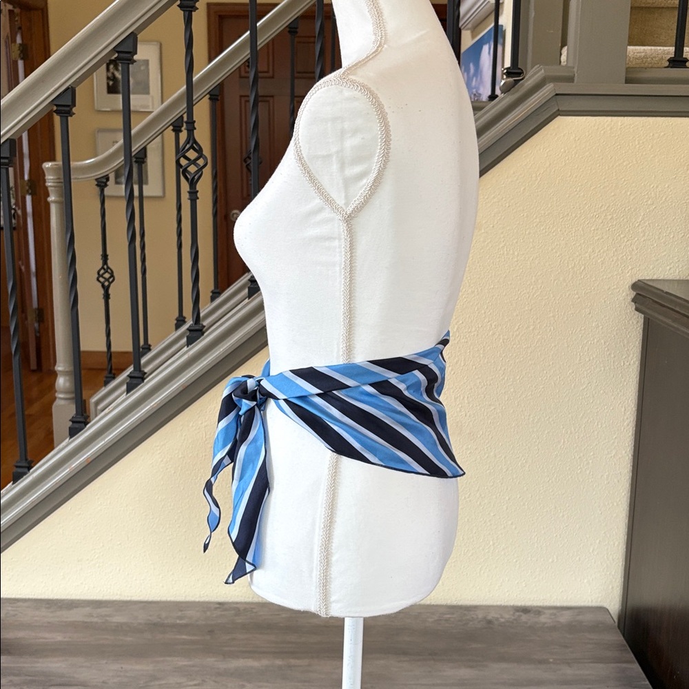 Blue and Black Striped Scarf or Belt - Picture 2 of 14